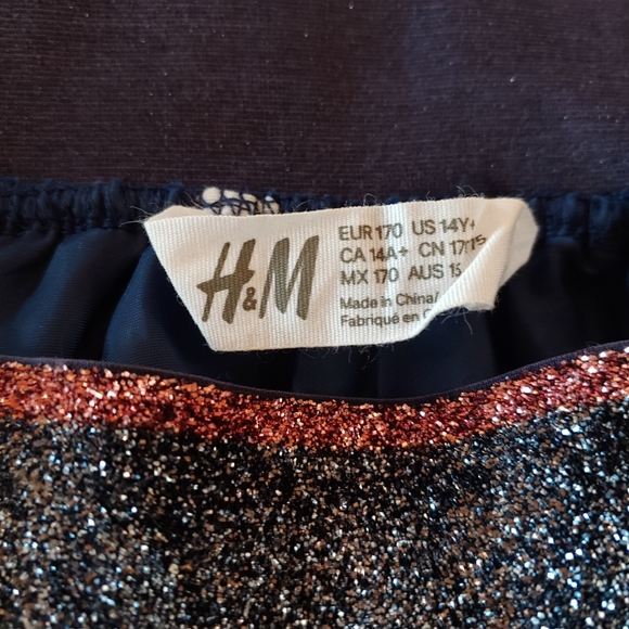 H&M Girls Tulle Skirt Do Epic Stuff Black Navy Sparkles Size 14Y - Picture 10 of 11